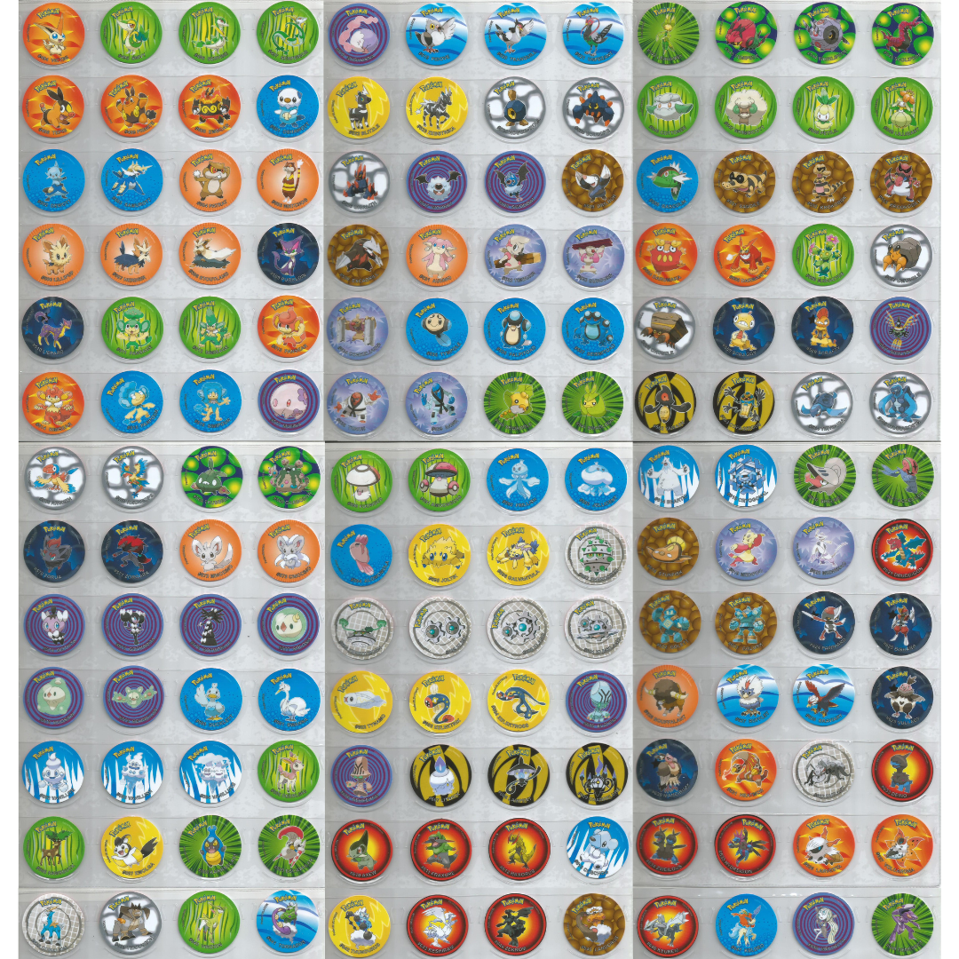 POKEMON TAZOS BLACK & WHITE 5 Gen Full Set 156/156 PERU 2023 UNOVA