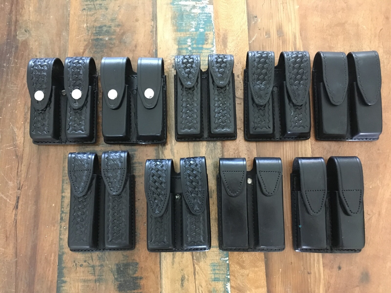 Tex Shoemaker Black Leather Double Magazine Carriers Horizontal Double Stack-image