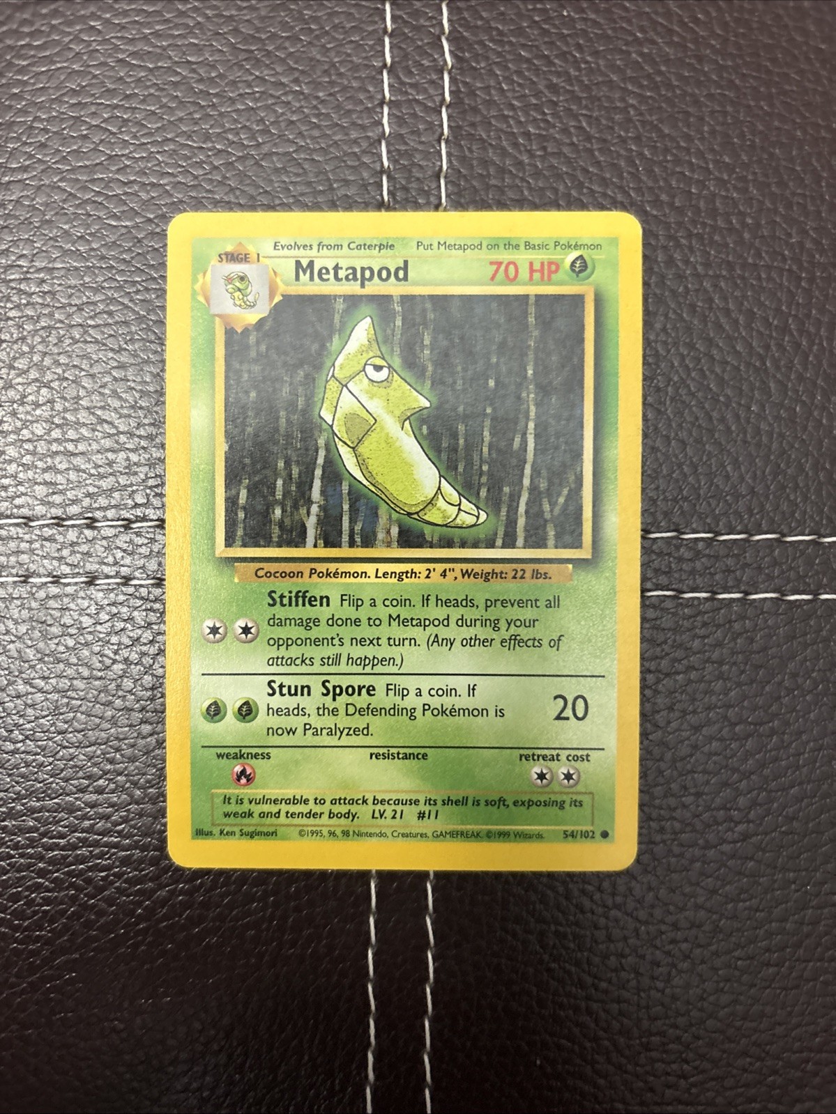 Pokemon TCG - Metapod - 54/102 - Unlimited Base Set - LP Common (1999)