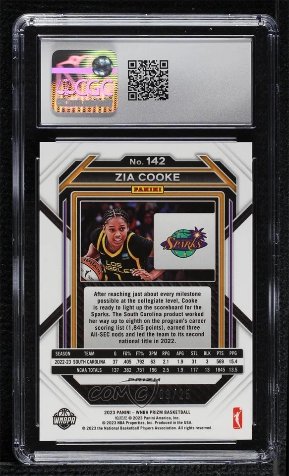 2023 Panini Prizm WNBA Mojo Prizm /25 Zia Cooke #142 CGC 9 Mint Rookie RC - Image 2 of 2