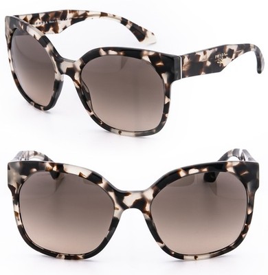 PRADA 10R HANDBAG Oversized SPR10R Opal Brown Spotted Sunglasses Authentic 10RS