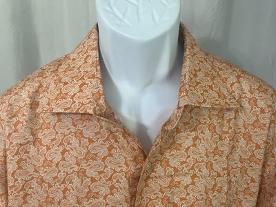   Robert Talbott Estate Men s Orange White Paisley Tailored Fit Shirt 18.5 XXL