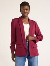 Scoop Women's Size XS Maroon Relaxed Ultimate ScubaKnit Blazer with Scrunch