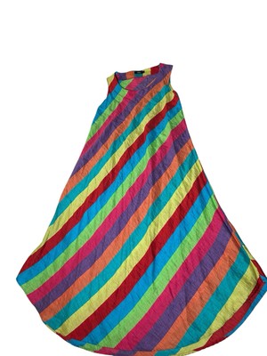 Ralston Striped Maxi Dress Sz Small Colorful Sleeveless 60s Mod Style Arlequin