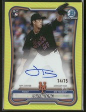 2026 Bowman Baseball Jonah Tong Chrome Yellow Refractor RC Rookie Auto 74/75