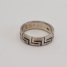 Vintage 925 Sterling Silver Greek Aztec Key Maze Band Ring Size 6.5