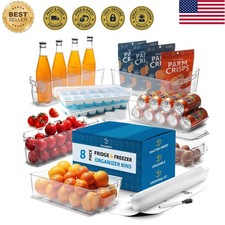 Fridge Organizer - 14 Piece Refrigerator Organizer Bins - Stackable Freezer O...