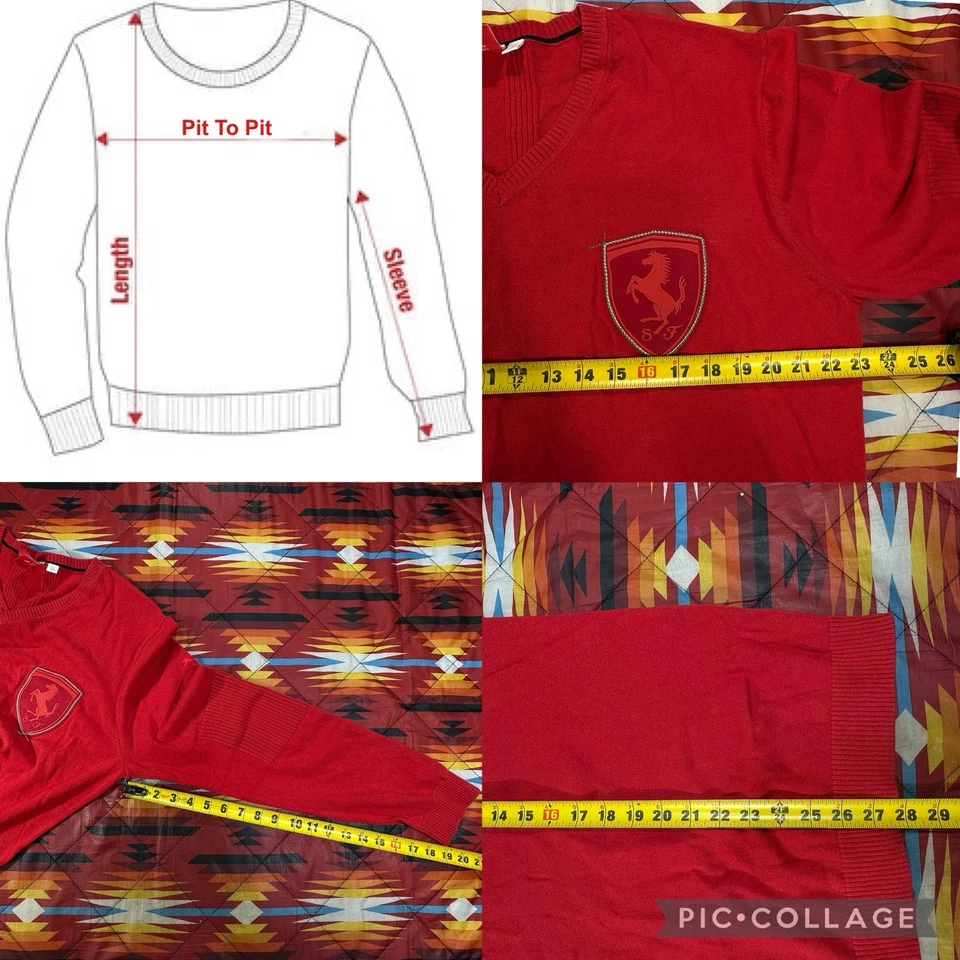 Suéter tejido suéter Ferrari x Puma Scuderia rojo cuello en V para hombre XL Foto 2 de 4