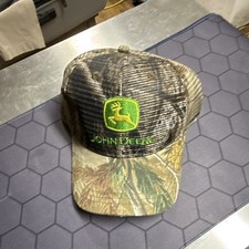 John Deere Camo Mesh Back Trucker Hat Cap Green Logo Agriculture