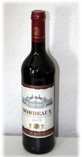 Rotwein Bordeaux, Jahrg. 2015 - Sammlerstück - mit Tester-Zertifikat, 13,0 %vol
