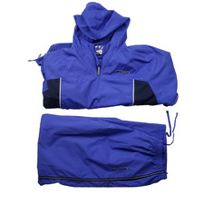 Reebok Full Tracksuit Windbreaker Jacket Pants Adult Mens L Blue polyester