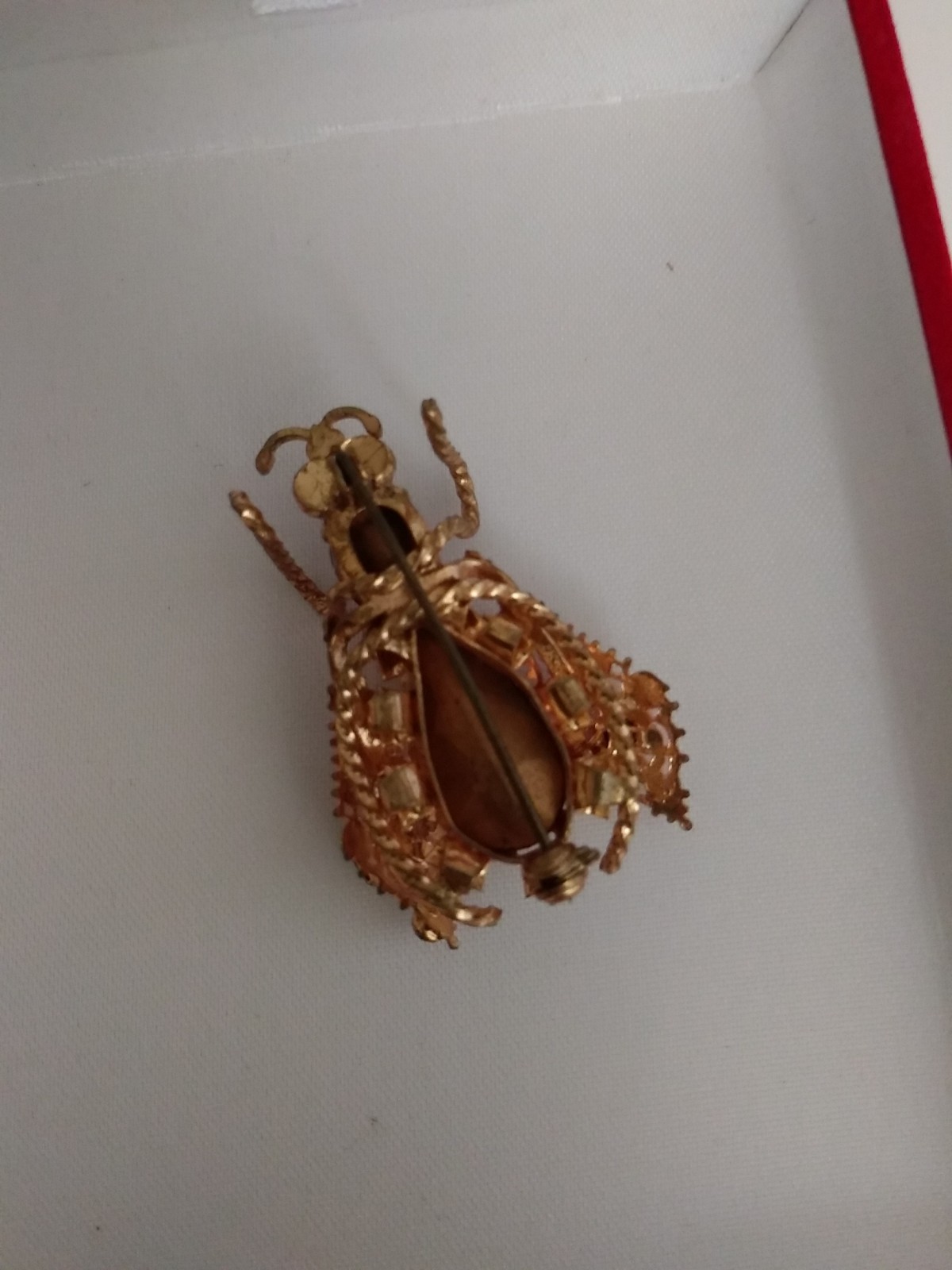 Insect Brooch - Rhinestone Ruby Vintage Brooch - image 3
