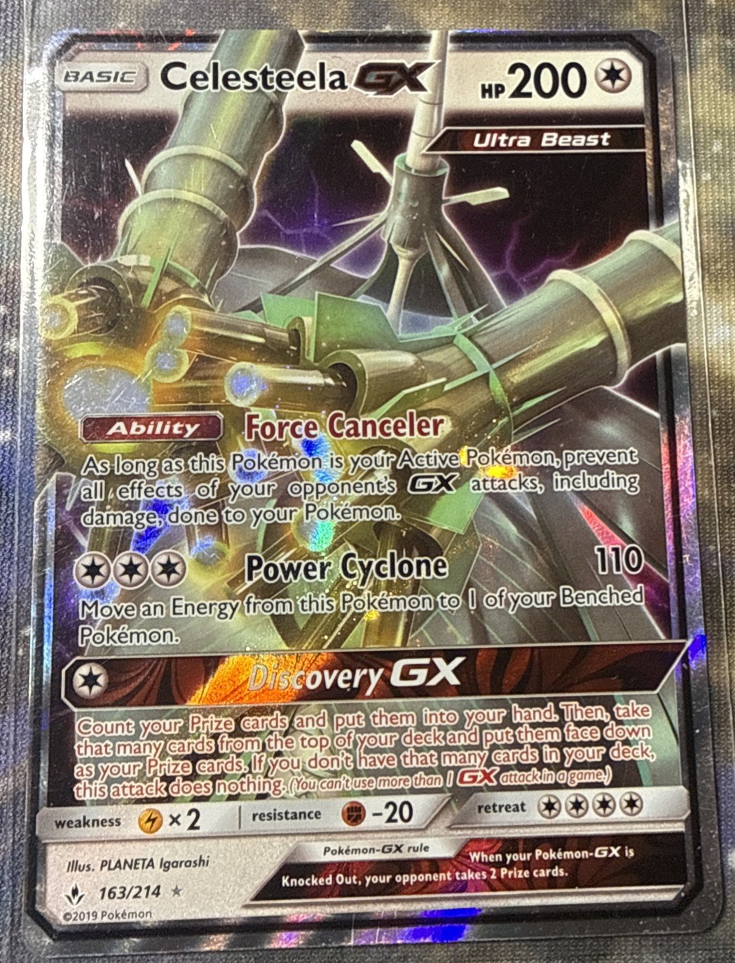 Pokémon TCG Celesteela GX Holo Ultra Rare Card Unbroken Bonds 163/214