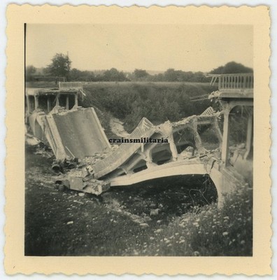 Genuine Photo Panhard 178 Loot Armoured Scout Car Destroyed Bridge in France 1940