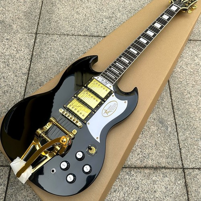 #ad #ad Black electric guitar gold hardware 6 strings made in the United States $249.30