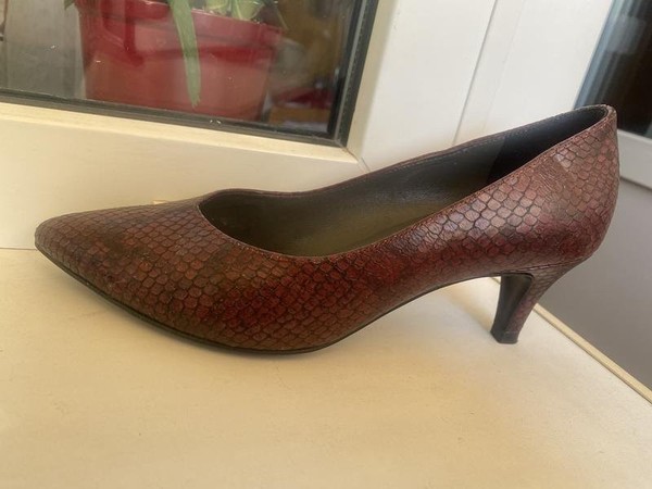 Women Peter Kaiser Heels Burgundy Leather 34.5