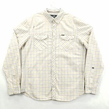 Buffalo David Bitton Shirt Mens Medium Yellow Gray White Plaid Flannel Casual