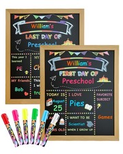 First Day of School Sign 10"x12" - Double-Sided Chalkboard, Reusable First Da...