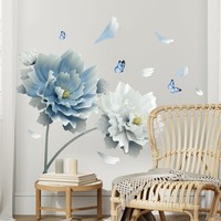 Wandtattoo Blume Lotos Schmetterling Blau Weiß GroßEr Wandsticker Deko