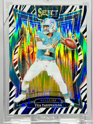 2024 Panini Select Concourse Tua Tagovailoa #99 Zebra Shock Prizm