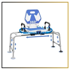 Sliding Swivel Shower Chair Transfer Bench w/ Backrest 400lbs Adjustable