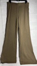 St. John Collection Women's Brown Knit Elastic Pull-On Pants Wide Leg, Size 10
