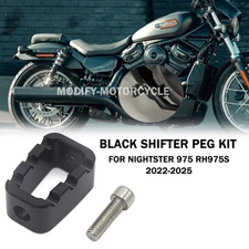 BLACK Foot Pegs 80GRIT Shifter Peg Kit For Harley Nightster 975 RH975S 2022-2024