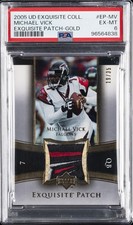 2005 UD EXQUISITE COLL EXQUISITE PATCH GOLD #EP-MV MICHAEL VICK 19/35 PSA 6