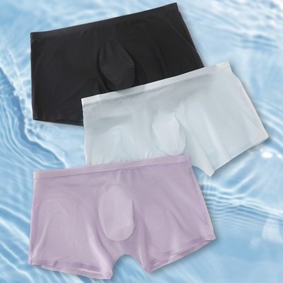 Ultradünne Ice Silk Trunks für Herren Mesh Boxershorts Atmungsaktiv Low Waist