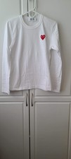 PLAY Comme Des Garcons Graphic T-Shirt Top White Crew Neck Long sleeves