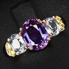 Blue Purple Sapphire Alexandrite Oval 2.90Ct 925 Sterling Silver Rose Gold Rings
