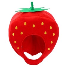 Red Plush Strawberry Headgear Novelty Funny Strawberry Caps Cartoon Fruit Hat