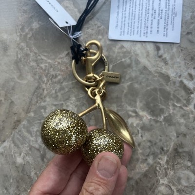 Coach GOLD Authentic Cherry Brass Keychain Bag Purse Charm
