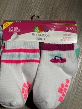 Fruit of the Loom Toddler Girls Ankle Sock, 10 Pack, 18-36 m NEW