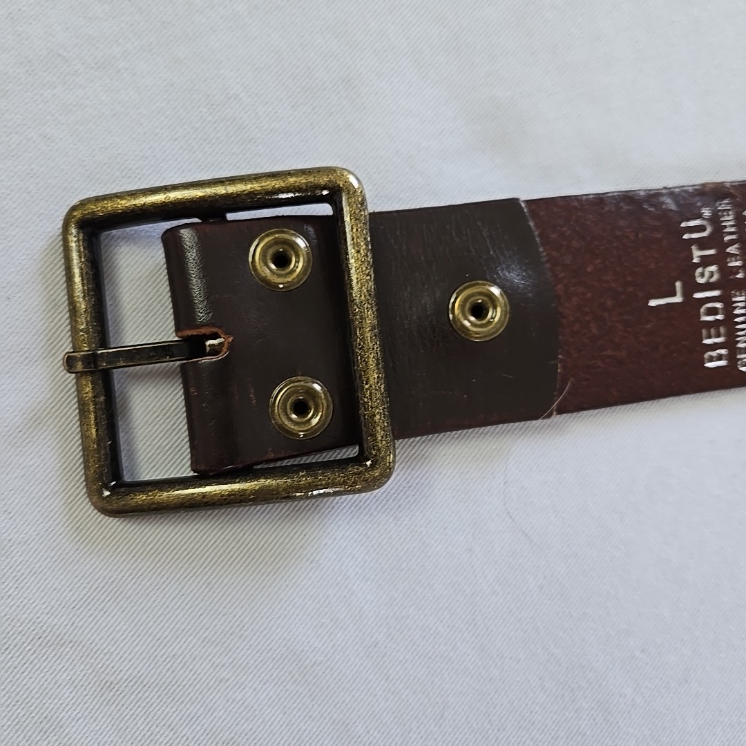 Bed Stu Hudson Brass Studded Belt Brown Genuine Leather 1.5  display picture 2
