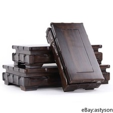 Ebony Rosewood Pedestal Wood Rectangle Base Display Stand Vase 3-piece Set