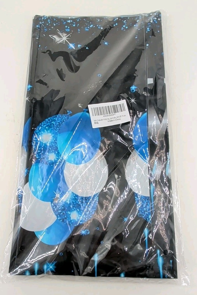 Black Silver Graduation Party Tablecovers 3 Pack 54"x108" Congrats Grad Plastic