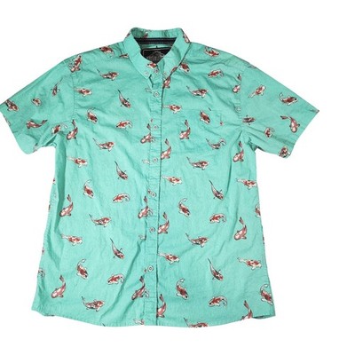 Five Point Industries Mens XL Slim Fit Flex Koi Fish Print Button Down Shirt