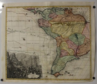SOUTH AMERICA 1750 SEUTTER & LOTTER UNUSUAL ANTIQUE COPPER ENGRAVEDMAP