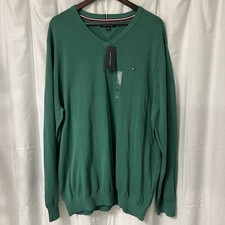 Tommy Hilfiger Men’s NEW Sweater Pullover Solid Green V-Neck Size XXXL 3XL