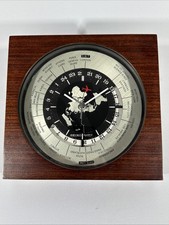 Original Vintage Seiko QQZ877B Weltzeituhr Tischuhr GMT Flugzeug Uhr Holz-Optik