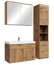Badplaats Badmöbel Komplettset Paso LED 80 x 40 cm Eiche - Badezimmermöbel mit W
