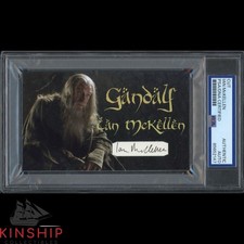 Ian McKellen signed Cut 3x5 Custom Card PSA DNA Slab Lord of Rings Auto C5699