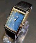 Vintage Seiko Slim Tank Mens Wristwatch Blue Dial Dress Style