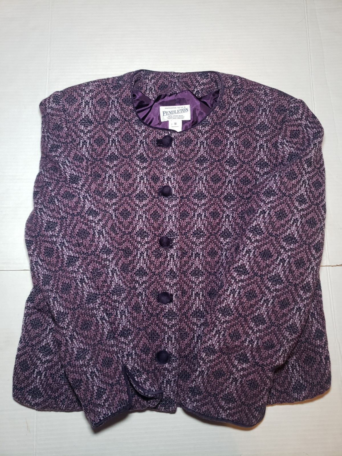 Pendleton Size 18 100% Virgin Wool Jacket Purple … - image 2