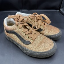 Vans Old Skool Party Glitter Sneakers Gold And Black Kids Size 13.5