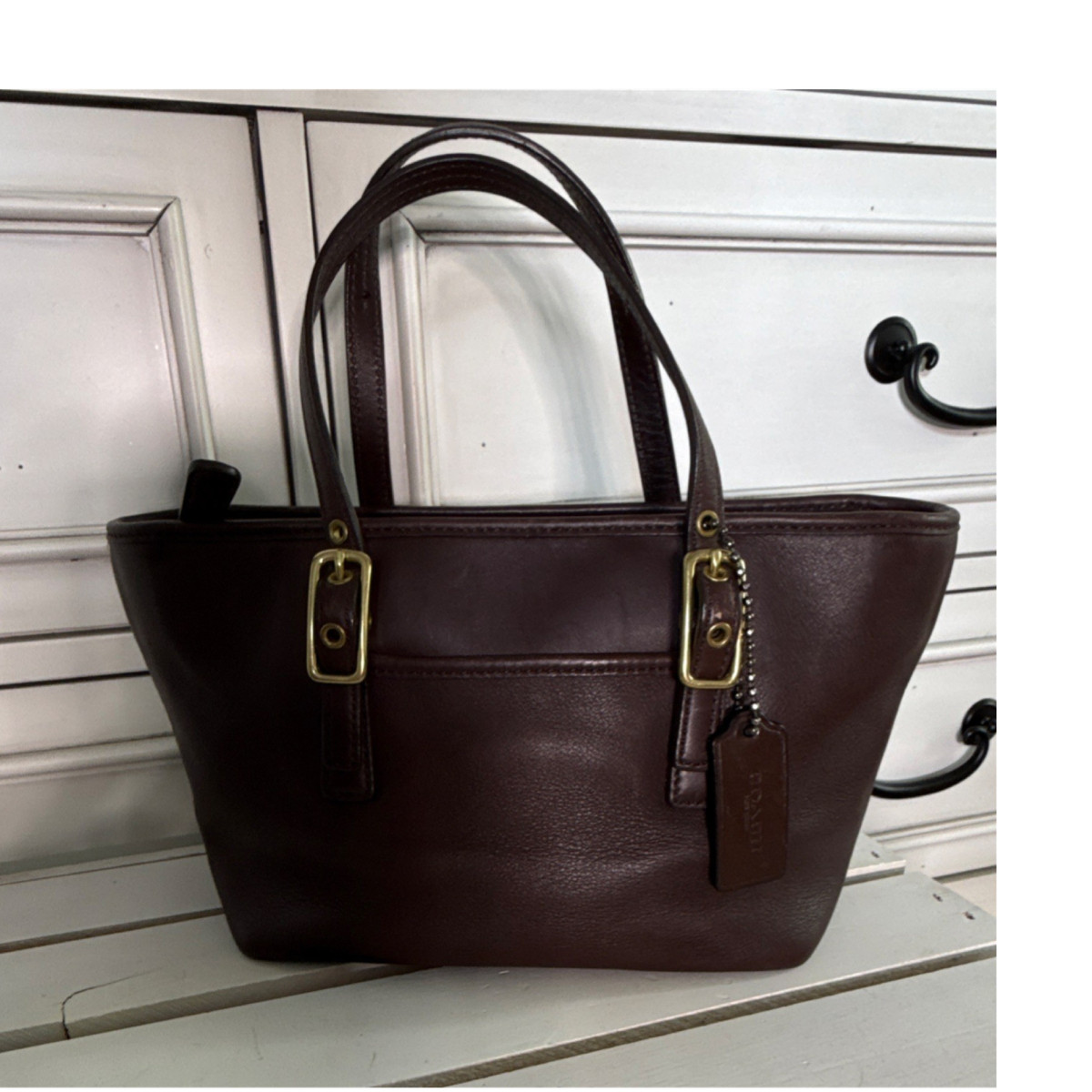 Vintage Coach 9846 Mini Market Leather Tote Mahogany Top Handle
