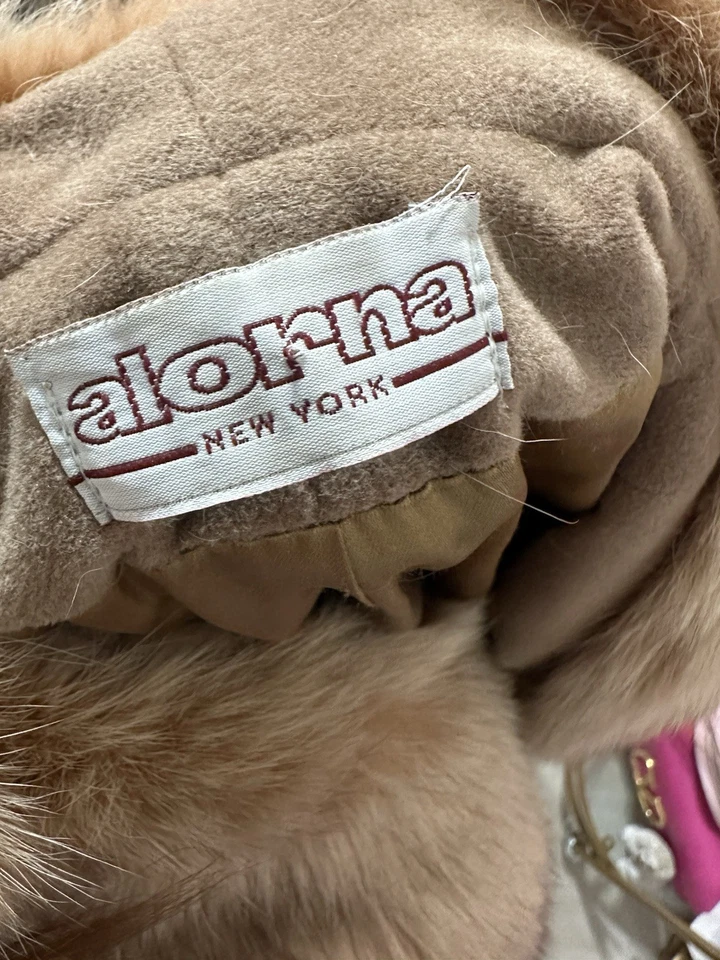 Alorna Fox 毛皮和羊绒大衣,带腰带,彩色骆驼 — 第 4/4 张图片