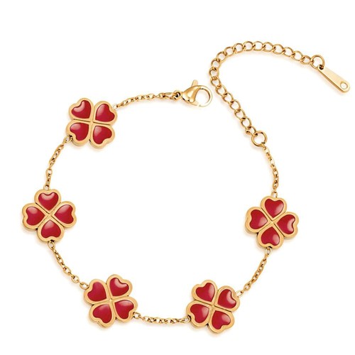 18K Gold Plated Clover Lucky Link Bracelets,Birthday gift bracelet,Jewelry Gifts