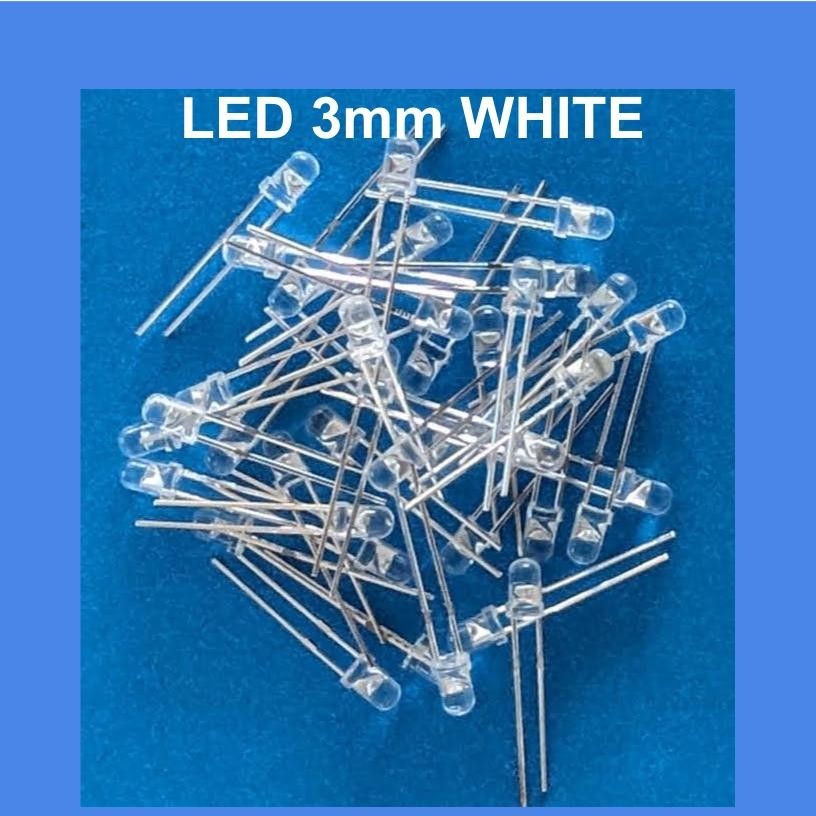 10pc WHITE (CLEAR) 3mm LED Light Emitting Diode - Christmas Lights , etc.